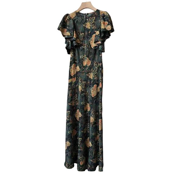 ULLA JOHNSON MARIAM SILK BIAS CUT FLUTTER SLEEVE DRESS US 8 - Picture 4 of 8